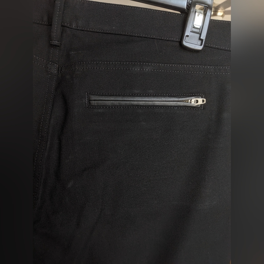 NWT Pants Leather TRIM (Faux) Banana Republic Black Stretch Trousers - Picture 7 of 9
